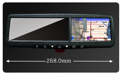 4.3 polegadas GPS espelho retrovisor com câmera de backup, OM-043RA