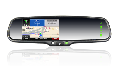 4.3 pulgadas de pantalla espejo retrovisor con manos libres bluetooth, navegación y pantalla táctil, JM-043LA